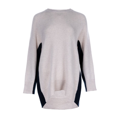 麦丝玛拉圆领拼色针织衫毛衣女士