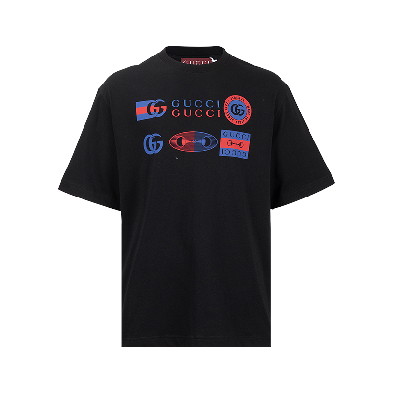 GUCCI古驰男士字母印花套头圆领短袖T恤男夏季2025年秋冬新款