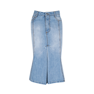 Ermanno 女士牛仔半身裙高腰显瘦A字鱼尾裙女推选XY Scervino