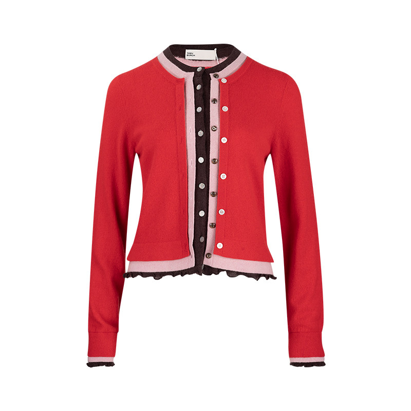 Tory Burch 汤丽柏琦女士休闲针织开衫羊绒毛衣女秋冬推广XY