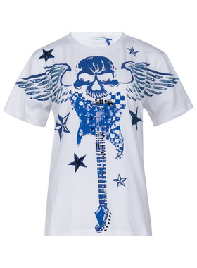 PAROSH印花钉珠全棉短袖T恤女士春夏降价XY