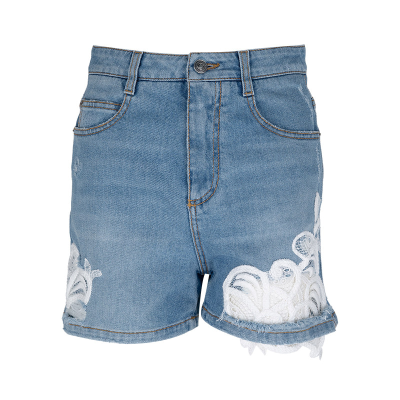 ERMANNO SCERVINO 女士破洞中腰拉链三分牛仔短裤女夏季推选XY