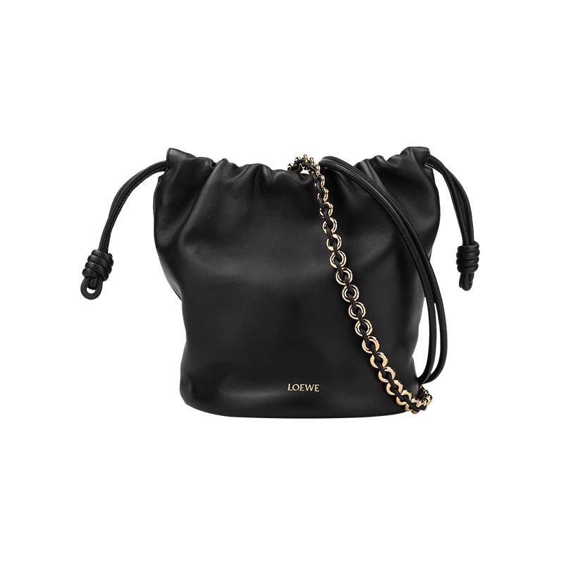 LOEWE女士抽绳链条单肩包桶包