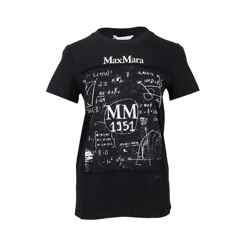麦丝玛拉女士字母圆领短袖T恤
