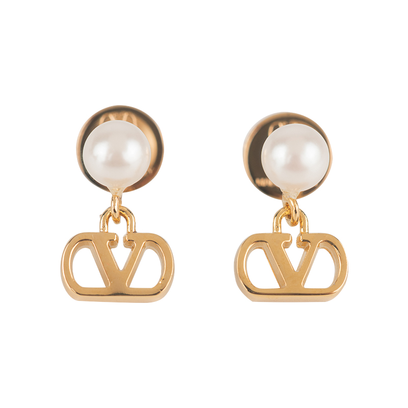 Valentino金属树脂仿珍珠耳环女