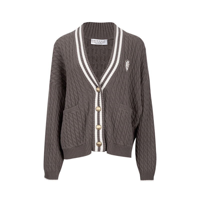 Brunello Cucinelli女士条纹单排扣V领针织衫女秋冬2026年新品,女装/女士精品,毛针织衫,淘宝优惠券,粉丝福利购,淘宝优惠卷