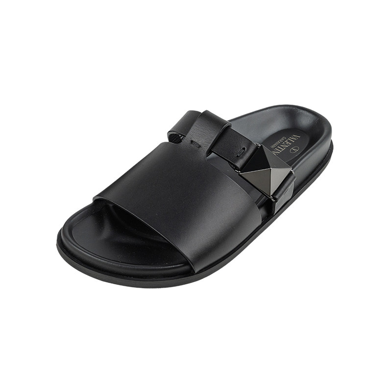 【陈列品】Valentino/华伦天奴男士休闲黑色拖鞋男XY,流行男鞋,一字拖,淘宝优惠券,粉丝福利购,淘宝优惠卷