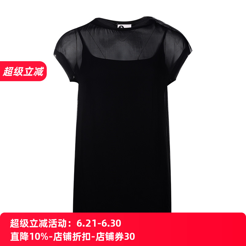 LANVIN/浪凡女士圆领蕾丝雪纺衫短袖T恤春夏钜惠