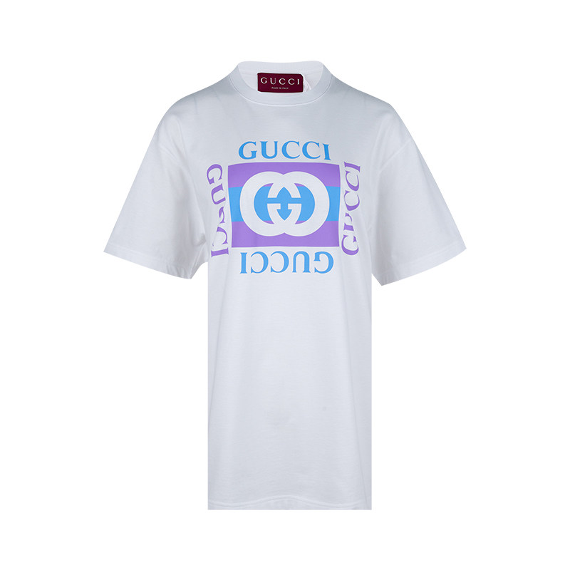GUCCI古驰女士徽标印花圆领短袖T恤女春夏推广