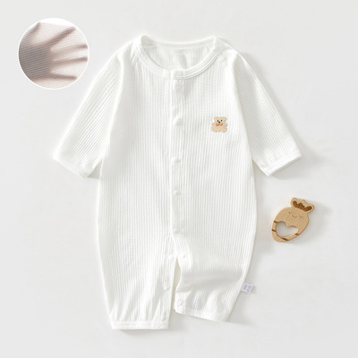婴儿衣服新生儿夏装长袖外出空调服夏季薄款男女宝宝连体纯棉睡衣