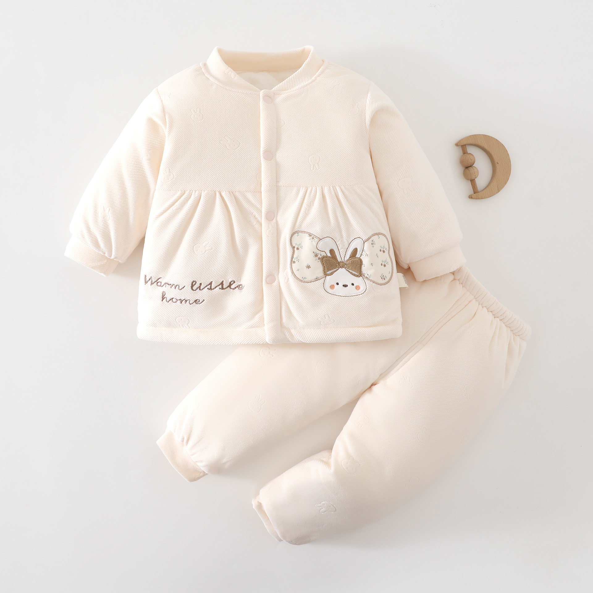 女宝宝加厚保暖套装棉服婴幼儿1内衣套装/秋衣秋裤/