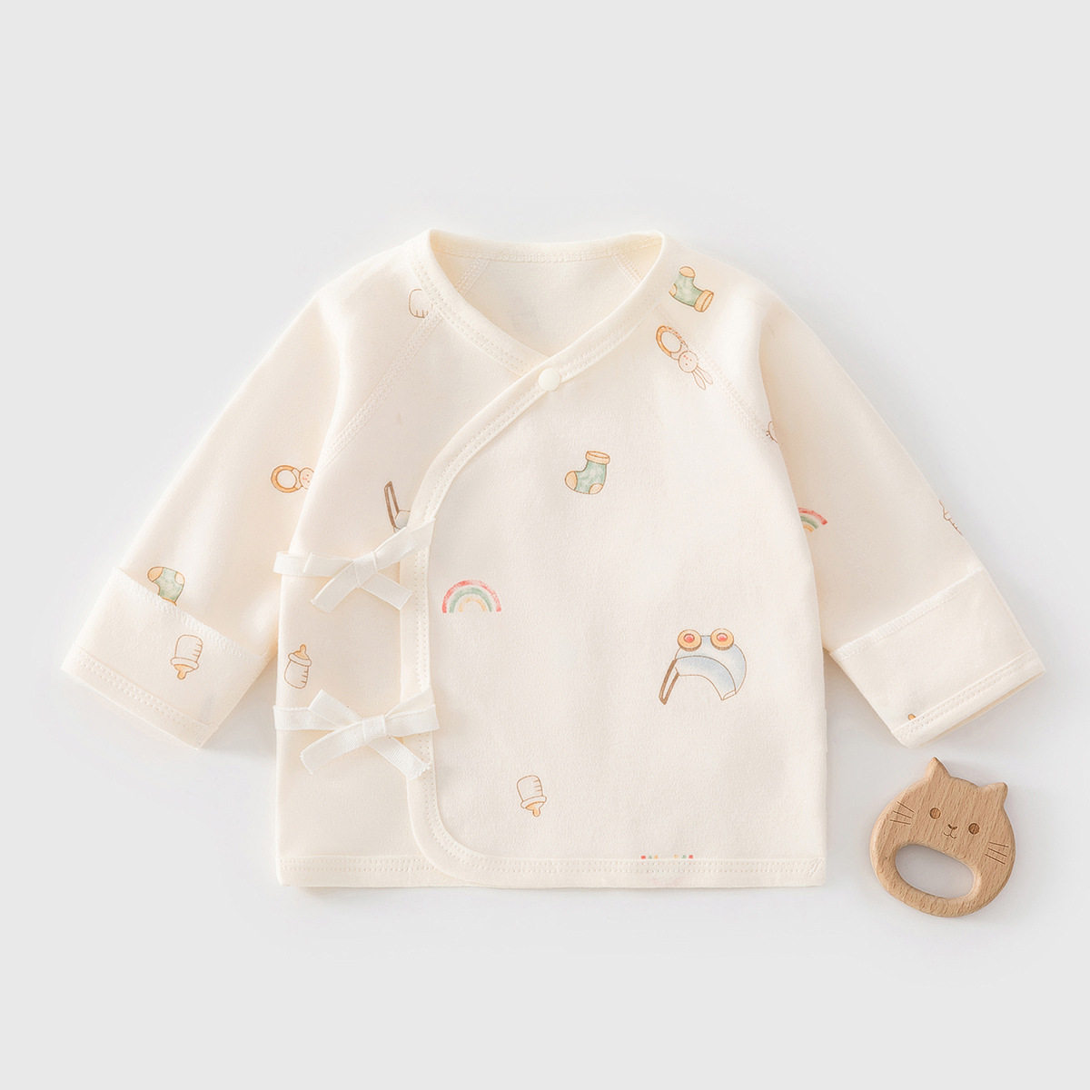 婴儿半背衣上衣纯棉春秋季新生儿月子衣服初生宝宝满月服52码护肚