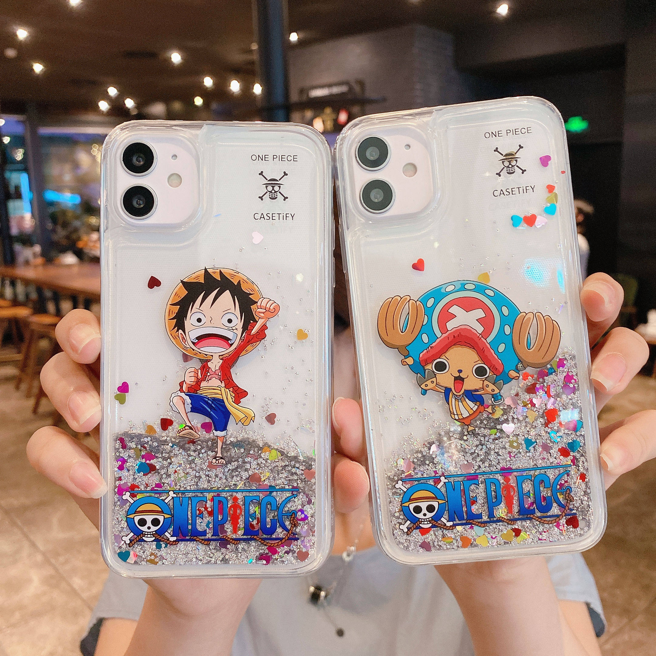 动漫卡通7p海贼王8路飞xr适用苹果12手机壳x乔巴iPhone11液体流沙