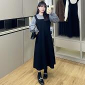 慕翎大码 显瘦裙子 秋冬连衣裙假两件微胖妹妹mm时尚 女装 2024年新款