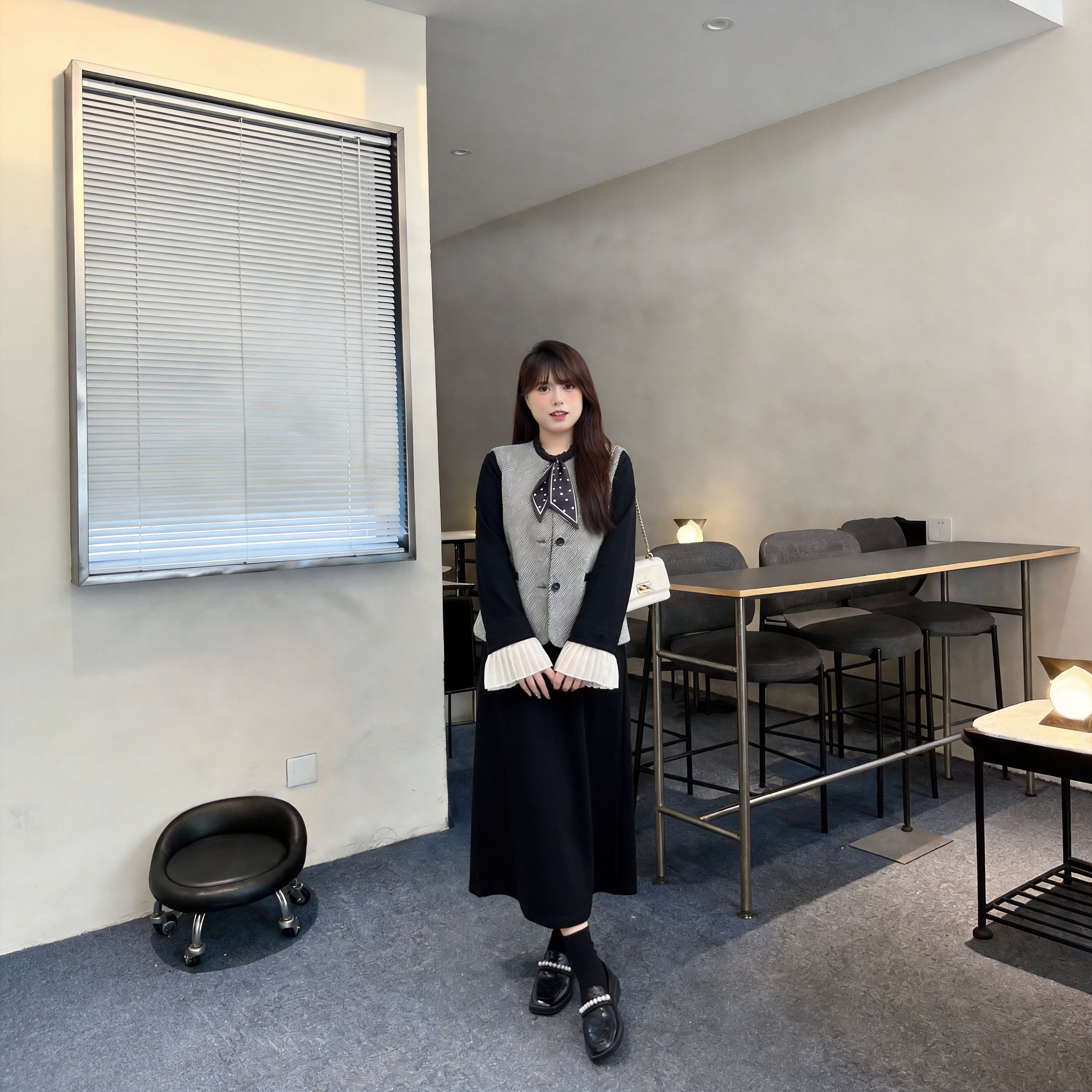 慕翎大码女装小香风马甲连衣裙套装女秋冬胖mm显瘦气质两件套