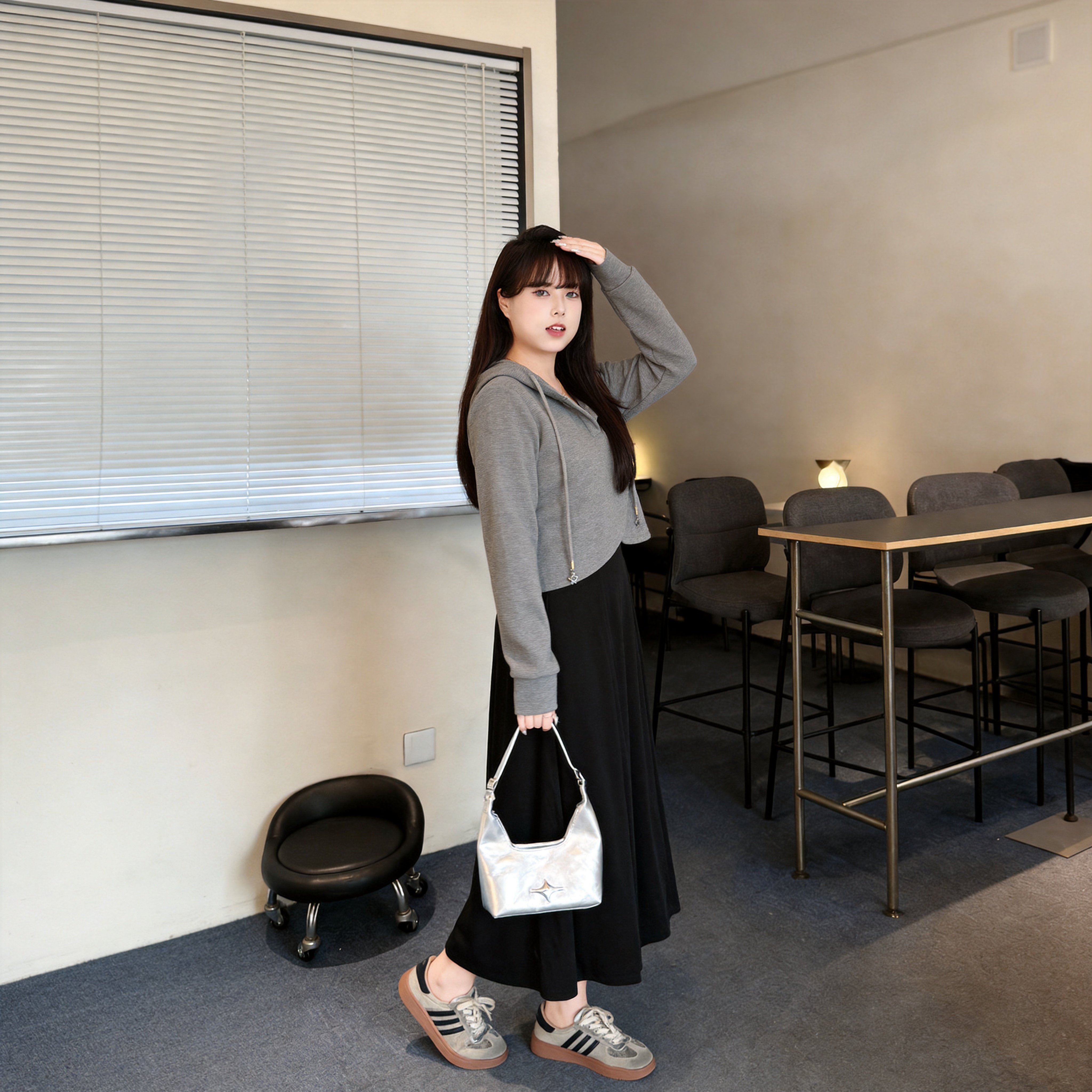 慕翎大码女装2026秋冬新款【奶茶系女孩】连帽卫衣连衣裙显瘦套装