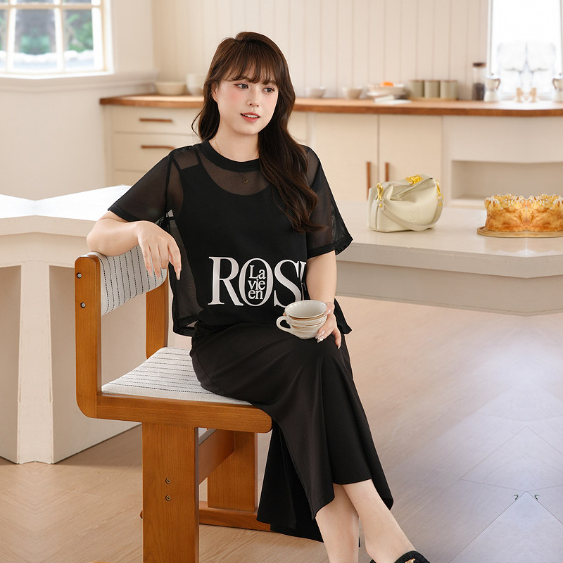 慕翎大码女装夏季韩版吊带裙两件套显瘦气质通勤套装微胖妹妹mm