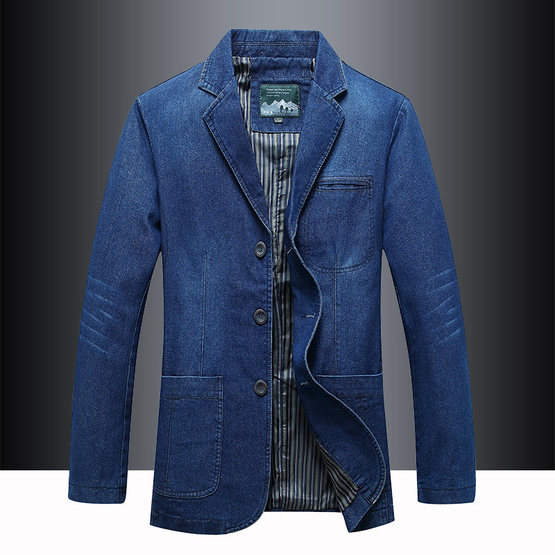 2025春秋季新款牛仔外套男士休闲百搭纯棉商务复古工装中年单西服,男装,休闲西服,淘宝优惠券,粉丝福利购,淘宝优惠卷