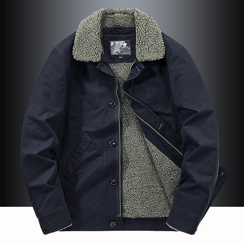 牛仔棉衣男短款加绒加厚翻领外套宽松大码工装棉服保暖防风棉袄子