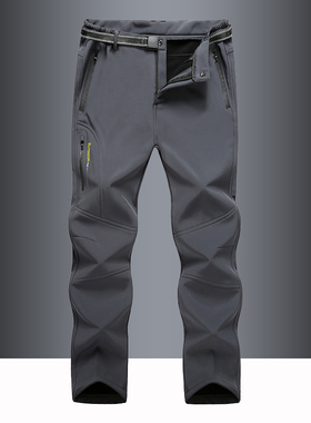 冲锋裤男女秋冬季加绒加厚裤子户外软壳裤大码长裤防风防水工装裤