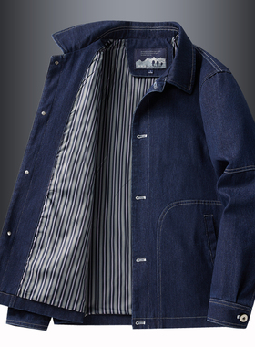 牛仔外套男款春秋潮牌蓝色休闲百搭宽松大码上衣牛仔褂翻领夹克潮