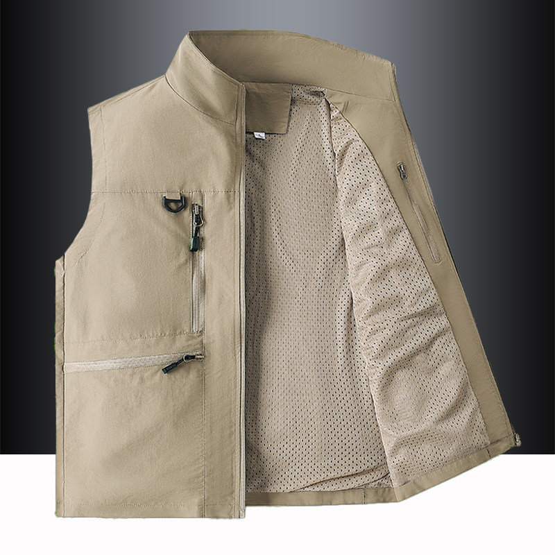 户外工装马甲男春秋钓鱼摄影立领坎肩外套防风防水多口袋立领背心,男装,常规马甲,淘宝优惠券,粉丝福利购,淘宝优惠卷