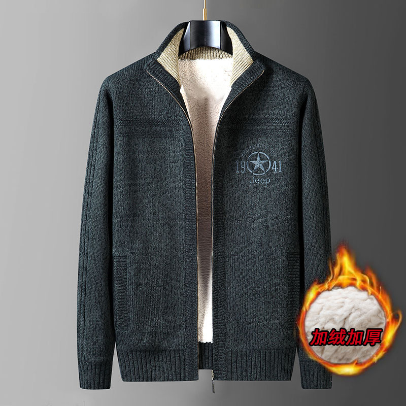 加绒外套保暖立领宽松百搭针织衫