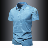新款 冰丝翻领POLO衫 男士 2025夏季 短袖 商务休闲迷彩体恤高弹力T恤