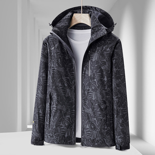 迷彩外套男女春秋上衣宽松大码 冲锋衣潮 防风防水运动夹克户外薄款