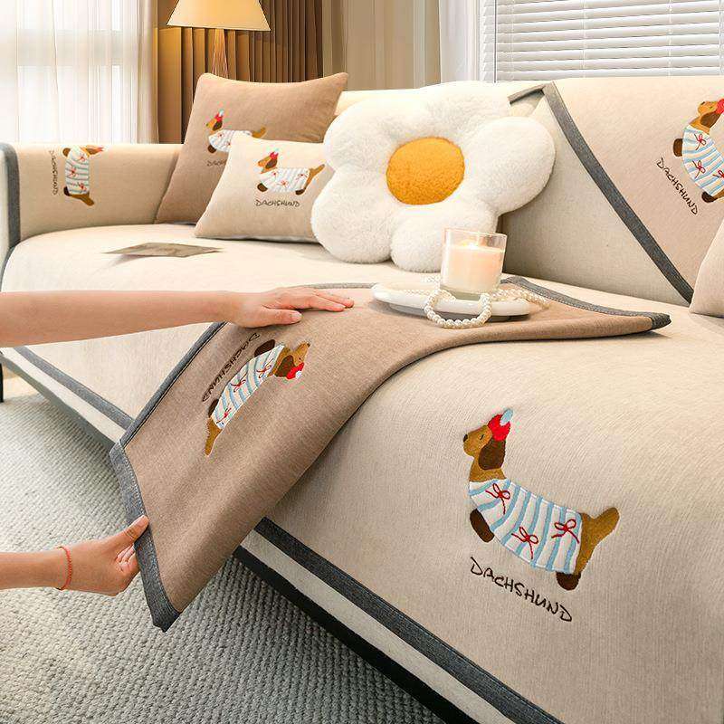 雪尼尔卡通沙发垫四季通用2026新款直排坐垫子防滑沙发套罩盖布巾,居家布艺,沙发垫,淘宝优惠券,粉丝福利购,淘宝优惠卷