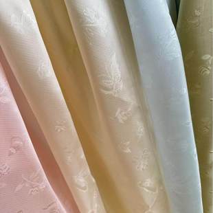 春夏国风透明镂空蝶恋花仿花萝化纤罗汉服布料襦裙提花面料9005