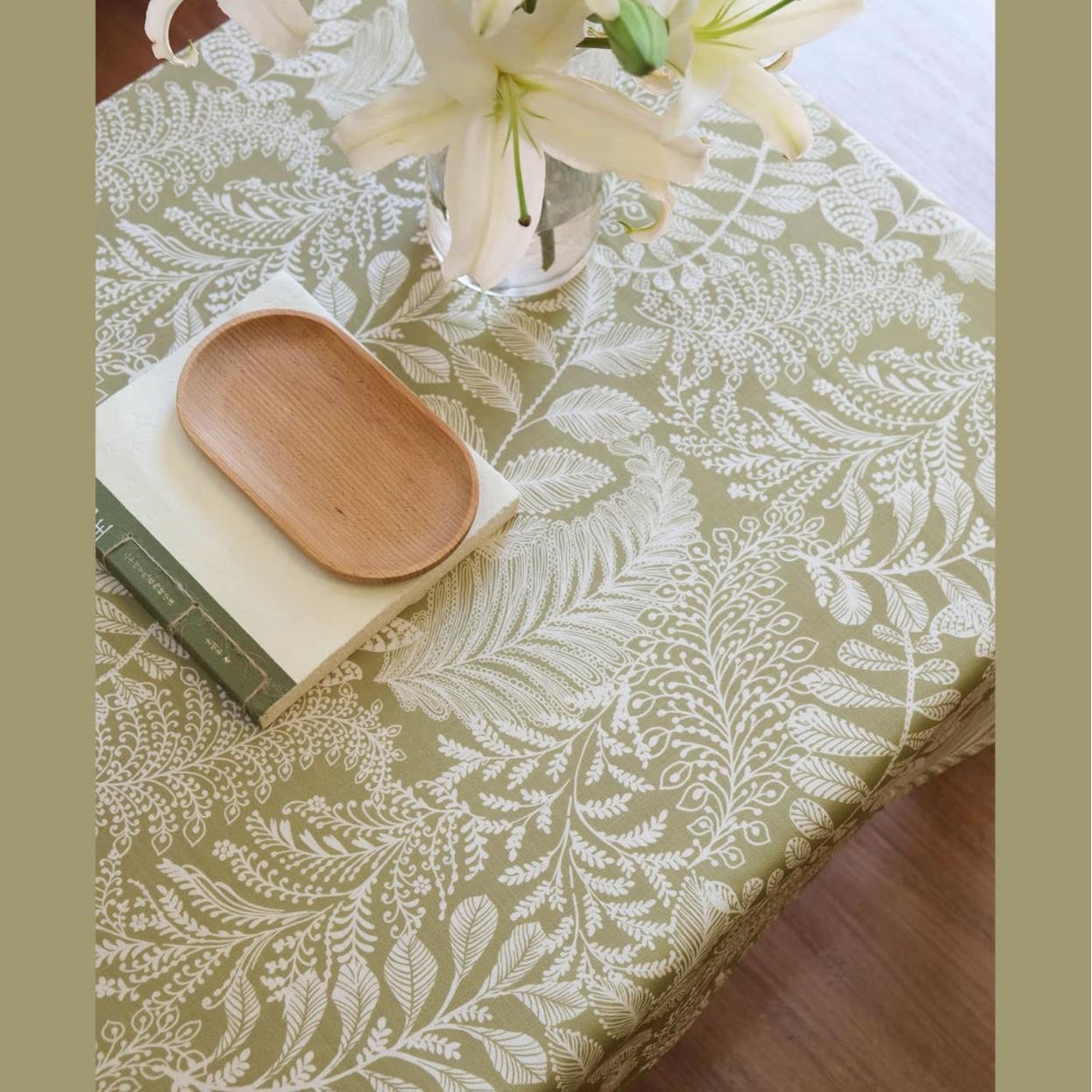 春留此处竹节麻印花布桌布窗帘网红产品新品棉麻布料田园乡村