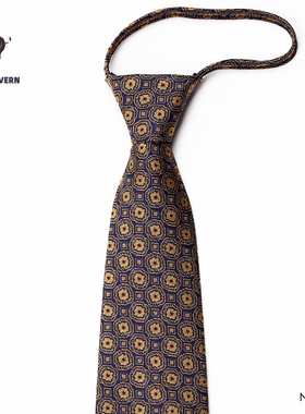 PAOLUVERN保罗领带男士黄色花朵拉链款商务正装8cm宽版免打结婚礼