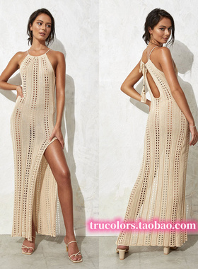 Sexy Hollow Out Beach Dress Women Sleeveless Crochet Coverup