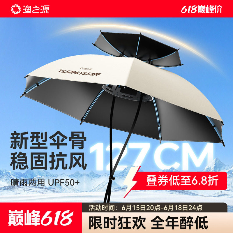 渔之源伞帽头戴式钓鱼伞头戴雨伞帽头顶雨伞斗笠雨伞钓鱼专用头伞