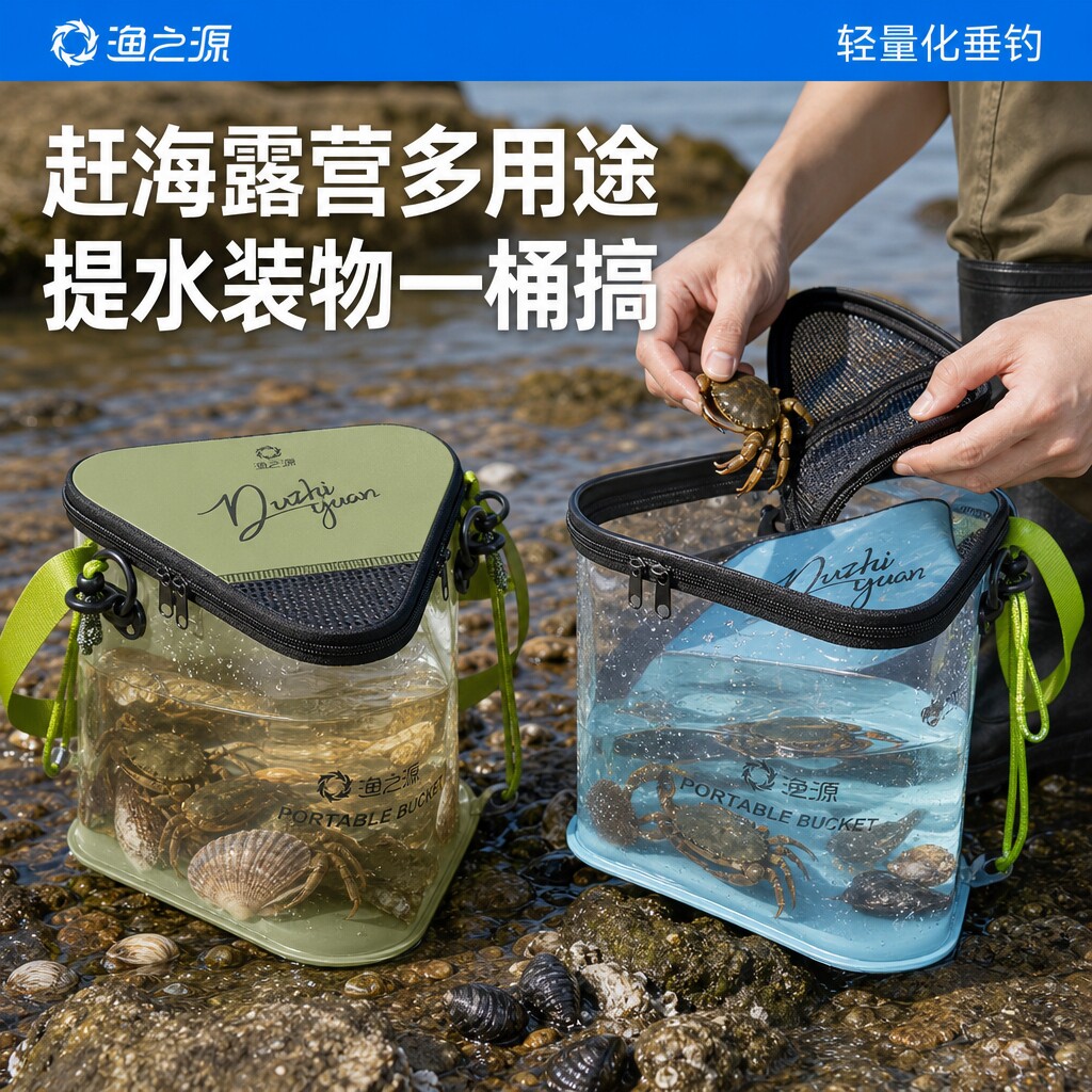 渔之源小物钓打水装鱼桶折叠便携