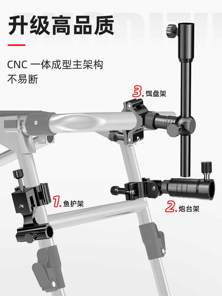 钓椅配件大全三件套欧式通用全套双炮台架拉饵盘支架灯架鱼护伞架-封面