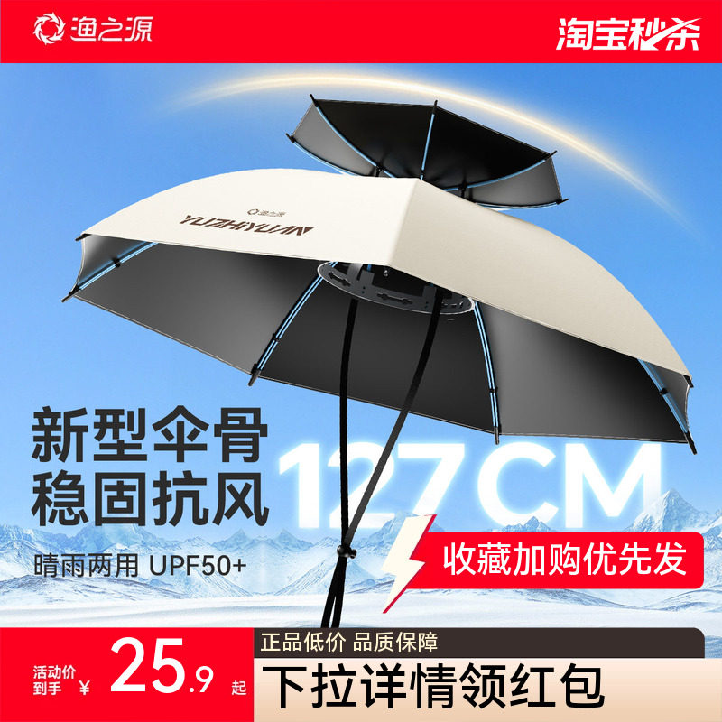 渔之源伞帽头戴式钓鱼伞头戴雨伞帽头顶雨伞斗笠雨伞钓鱼专用头伞