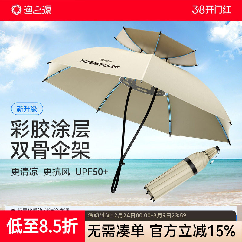 渔之源伞帽头戴式雨伞头顶雨伞斗笠帽子伞头戴遮阳伞钓鱼专用头伞