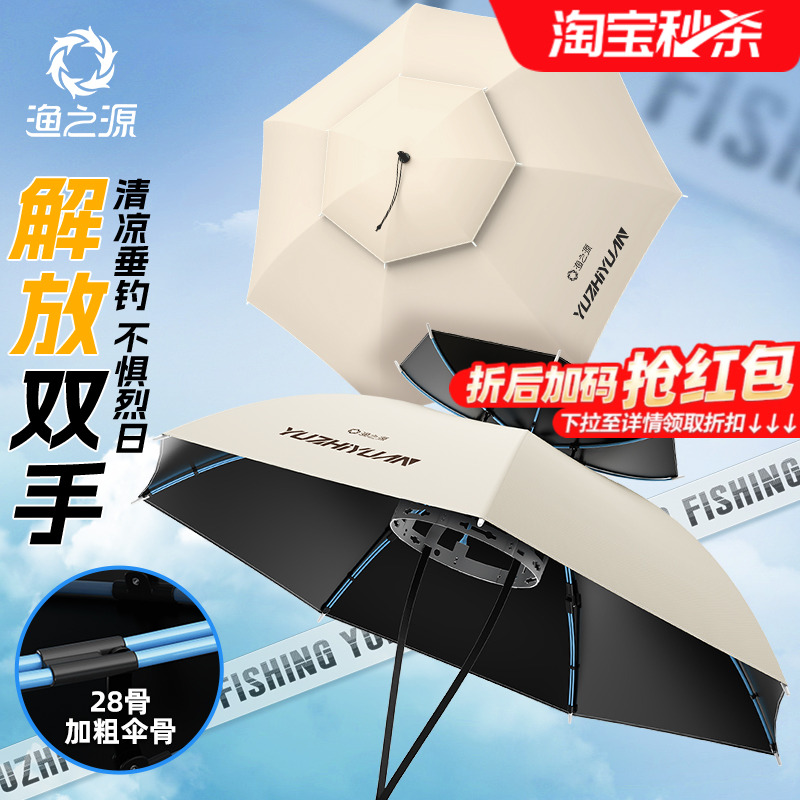 渔之源头戴式雨伞便携折叠伞帽