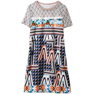 RM8095#夏季时尚气质名媛网纱拼接薄款裙子显瘦印花连衣裙女