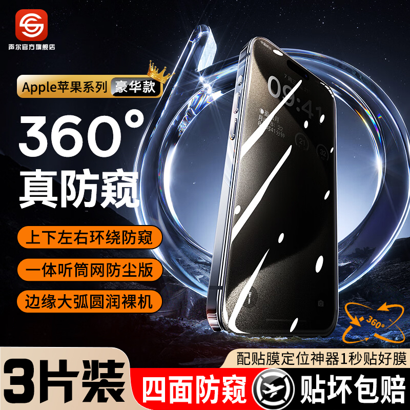 苹果360°防窥膜送定位器秒贴膜