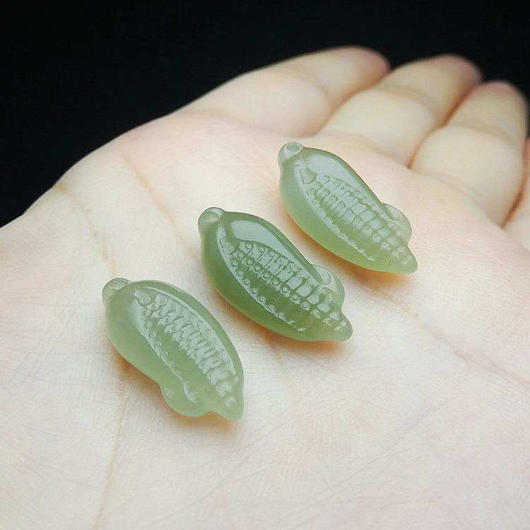 小玉米吊饰天然和田玉手工DIY文玩佛珠手链项链汉服配饰玉石挂饰