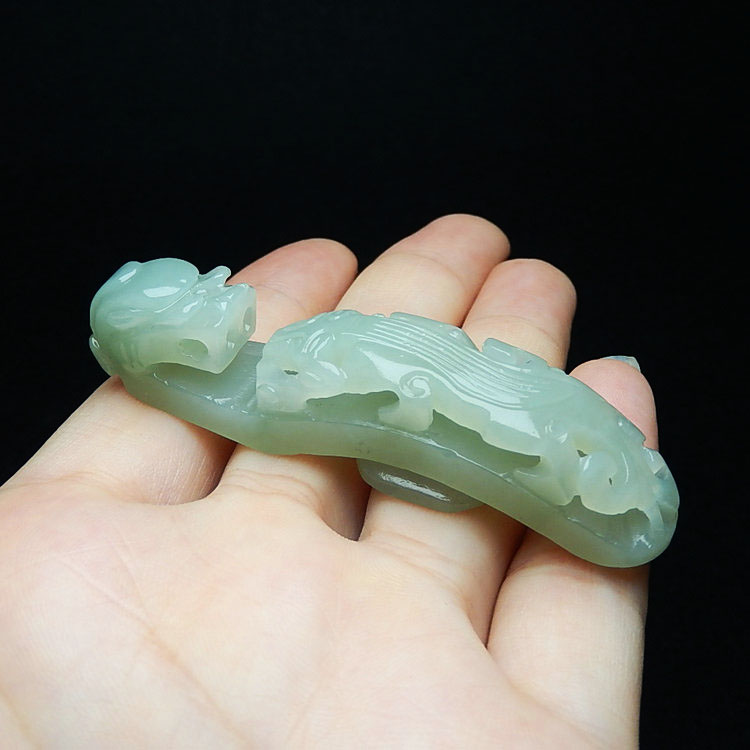 天然和田玉龍首筆擱玉石玉擺件男