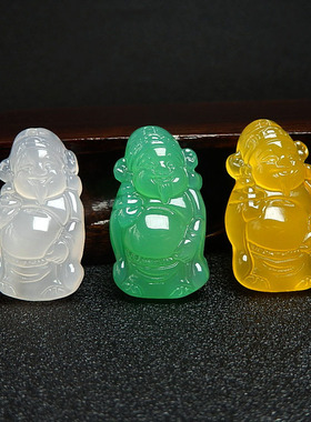 冰彩玛瑙玉髓财神吊坠男女款配饰