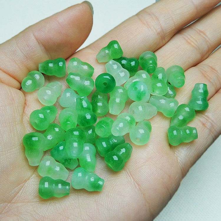 石英岩玉飘花通孔小葫芦手链串珠