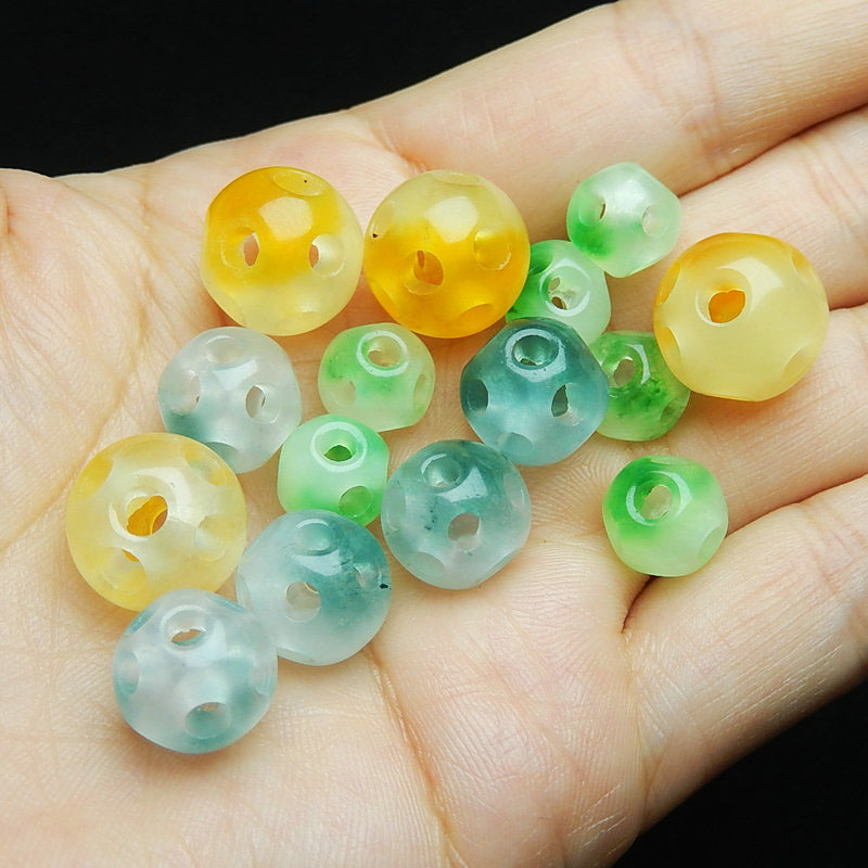 飘花多色多孔款玉石散珠配珠串珠