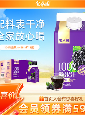 宝桑园桑葚汁12瓶桑椹汁礼盒广东农科院NFC桑果汁100%NFC