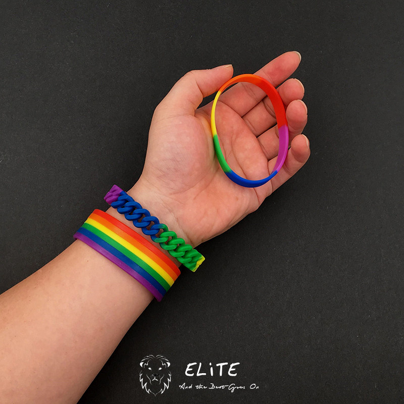 欧美六色彩虹同志手环多彩手链男女个性麻花硅胶lgbt彩虹色腕带