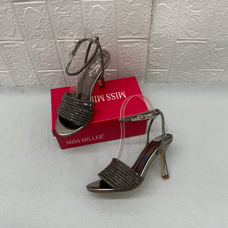 轻奢出口俄罗斯原单  重工水钻一字带细高跟凉鞋女露趾时尚百搭